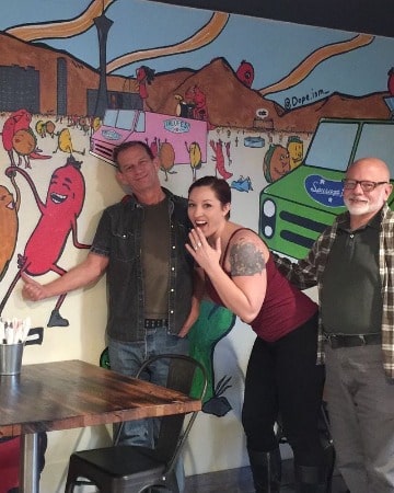 Picture of Ezra Buzzington enjoying with his crew members 